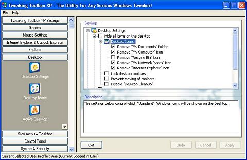 Tweaking Toolbox XP Changing Desktop Settings