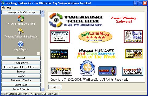 Tweaking Toolbox XP Startup Screen